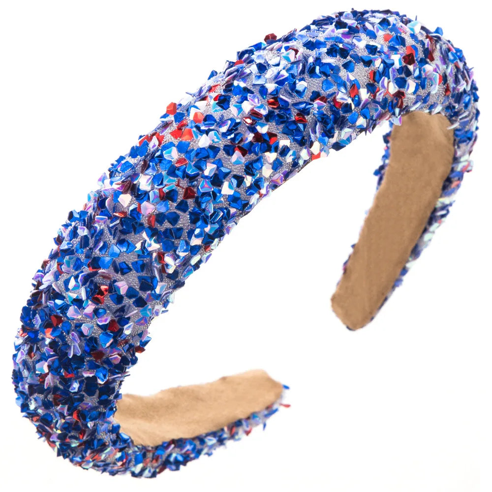 Fashion Europe America Women Accessories Custom Luxury Rhinestone Colorful Sequin Headband