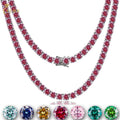 Fashion Women Jewelry 925 Sterling Silver Iced Out Lab Created VVS Red Moissanite Diamond Cluster Tennis Chain