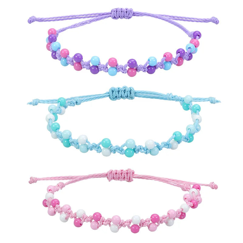 SC Popular Lovely Sweet Friendship Bracelet Cute Handmade Braid Rope Bracelet Colorful Tiny Beaded Bracelet for Teen Girls
