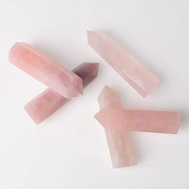 Hot Selling Natural Rose Quartz Crystal Wand Point Tower Factory Wholesale Bulk Gemstone Healing Stones for Gift Crystal