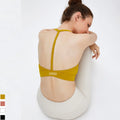 Unique Design Hot Sale U Neck Yoga Crop Tops V-Shaped Beauty Back Sujetador Deportivo Solid Color Backless Womens Sports Bras