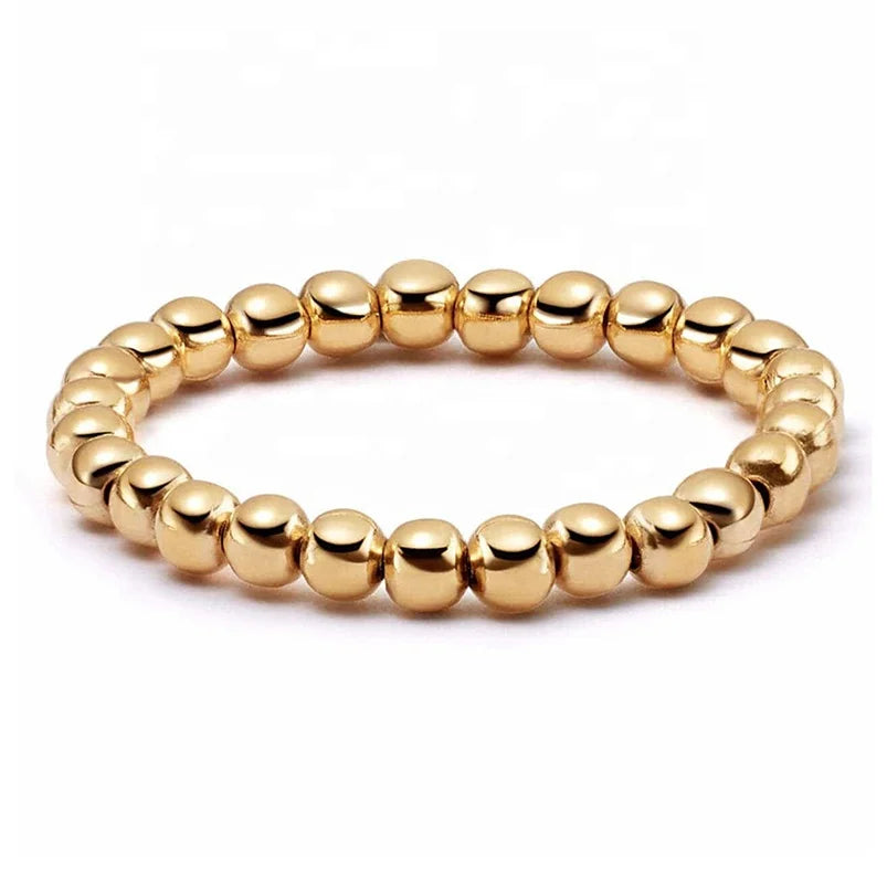 Gemnel High Quality Wholesale Silver Jewelry 18k Gold Stacking Elastic 2mm Beaded Rings