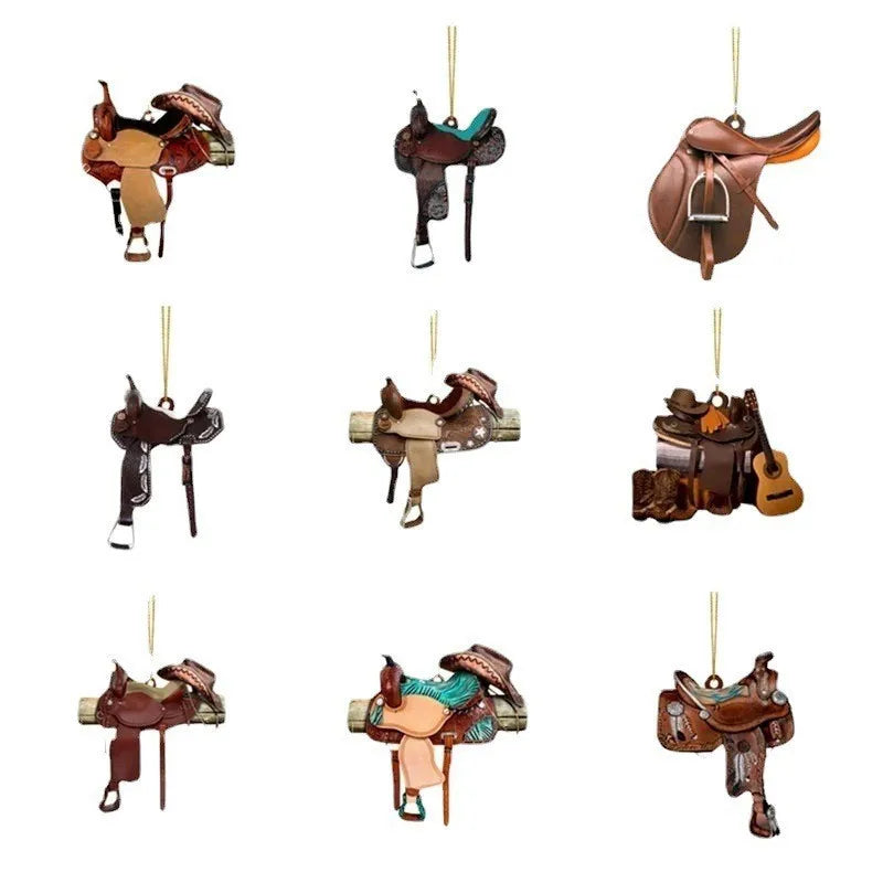 2023 New Arrival Western Cowboy Saddle Animal Pattern UV Printing Eco-Friendly Acrylic Solar Keychain