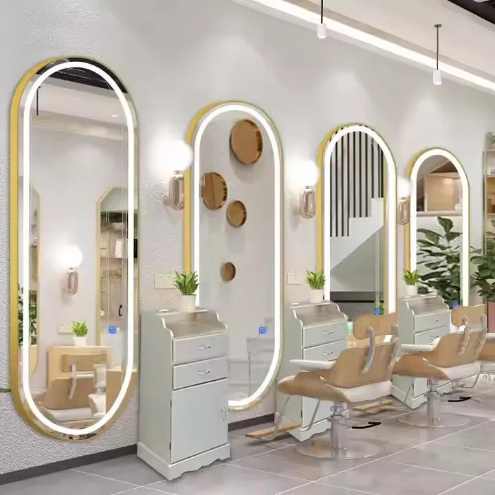 Professional Glass Salon Mirror with Anti-fog LED Light Modern Wall-Mounted for Beauty Salon Barber Shop & Home Spa
