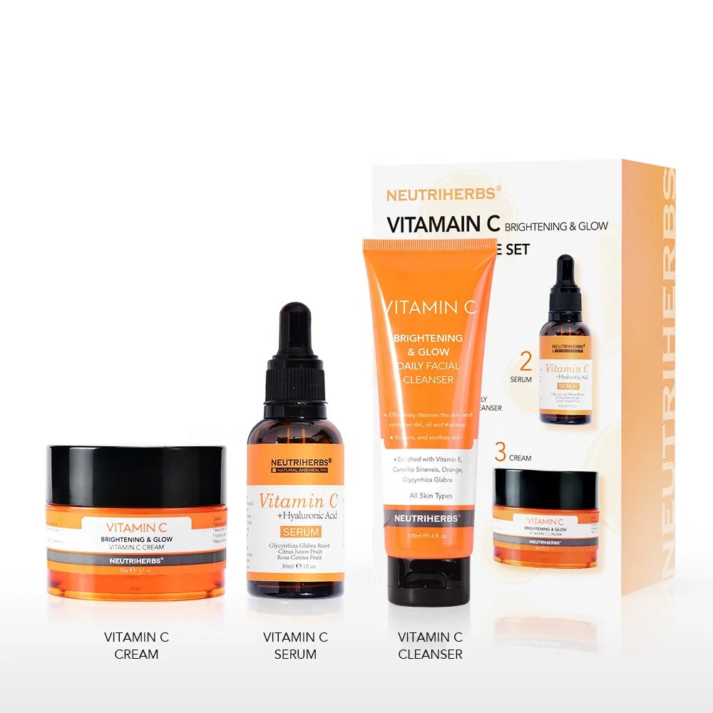 Cosmetics Beauty Products Whitening Facial Cleanser Face Cream Serum Vitamin C Skin Care Set