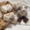 Women's Winter Trendy Ins Mermaid Korean Version Versatile Student Japanese Style Soft Faux Rabbit Fur Knitted Scarf Polyester