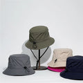 Summer Thin Quick Dry  String Foldable  Men's Outdoor Windbreak Rope Sun protection  Fisherman Hats 100 Nylon Bucket Hat Blank