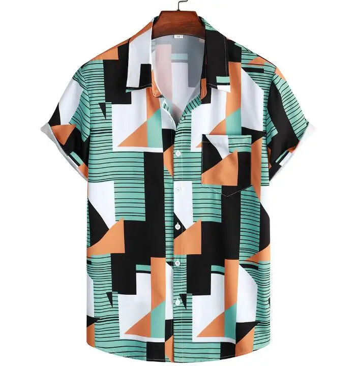 Custom Summer Short Sleeve Casual Print Shirt Cotton Soft Comfortable Men's Shirt Vintage Streetwear for Male