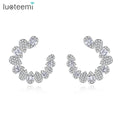 LUOTEEMI Big Stud Cubic Zirconia Flower Earrings Bridal Jewelry Bijouterie Fashion Big Ear Stud Trend 2026