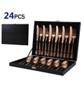 Jieyang Shengde 24pcs Silverware Stainless Steel Spoon Fork Knife Flatware Rose Gold Cutlery Set With Wooden Case