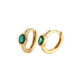 Dainty Luxury Earrings 925 Sterling Silver Green Black Oval Zircon CZ Colored Stone Small Gold Hoop Earrings Minimalist