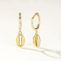 Nagosa Minimalist Jewelry 18k Gold Vermeil 925 Sterling Silver Cowrie Shell Dangle Hoop Earrings