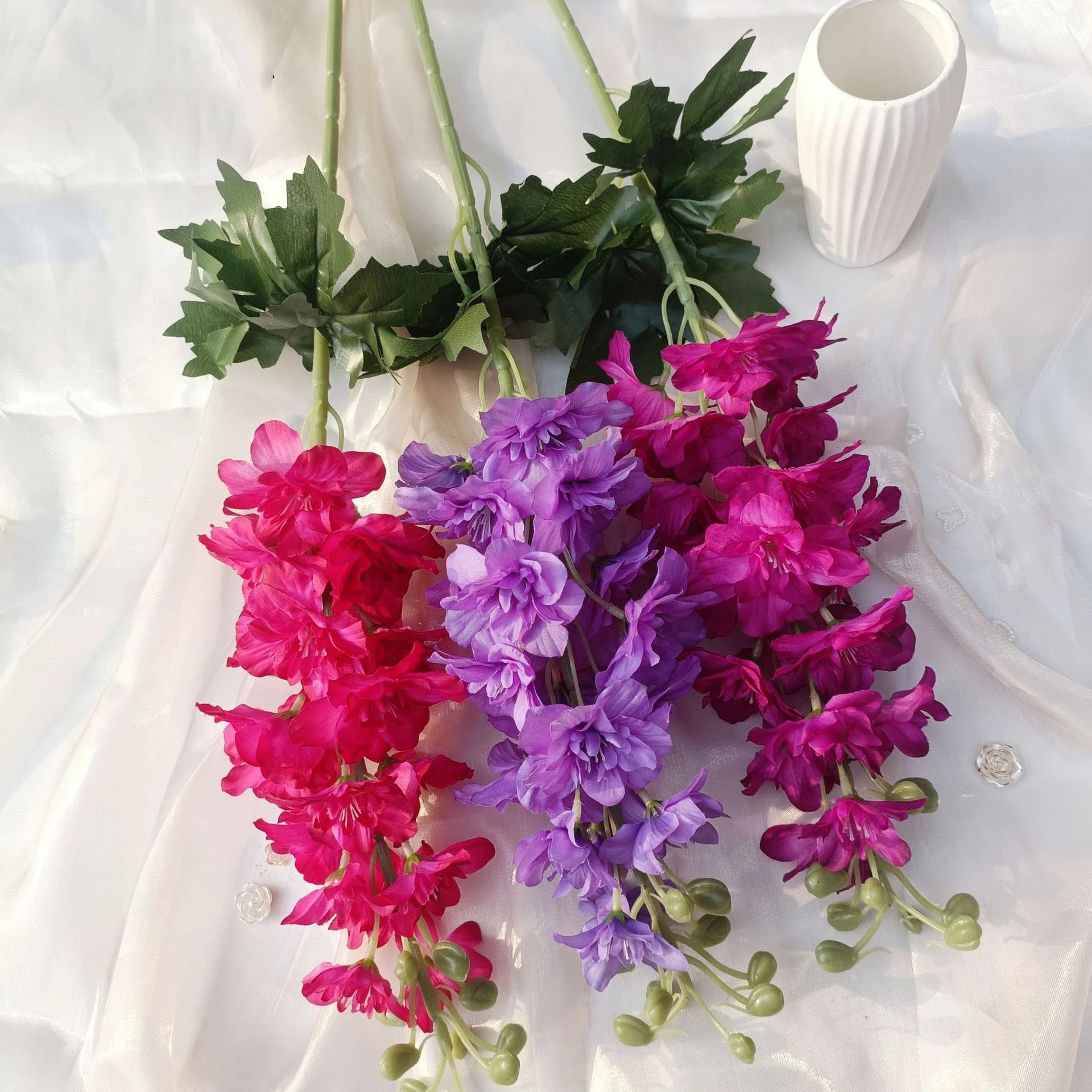 O-X888 Cheap Price Large Delphinium Home Wedding Decorative White Pink Delphinium Flower Looks Real for Flower Arrangements