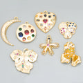 ME37 4pcs Lot 18K Gold Rhodium Plated Copper Zircons Handmade Jewelry Accessories for Necklace Making DIY Pendants for Findings