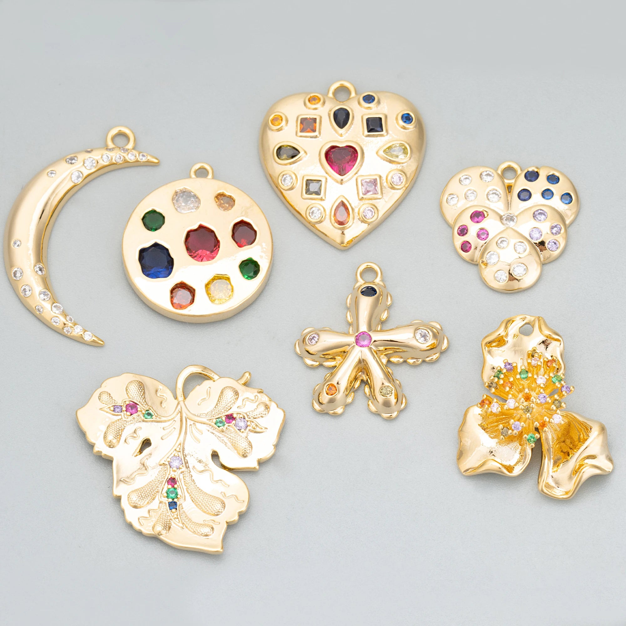 ME37 4pcs Lot 18K Gold Rhodium Plated Copper Zircons Handmade Jewelry Accessories for Necklace Making DIY Pendants for Findings