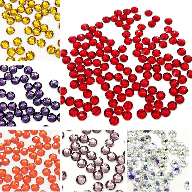 Multiple Colors SS3 -SS34 Round AB Crystal Strass Stone Non Hotfix Flatback Glass Bulk Crystal Rhinestones for Cloth DIY Crafts