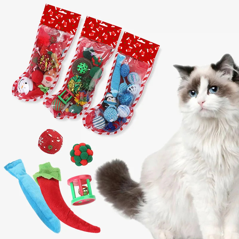 Factory Price Modern Eco-Friendly Christmas Pet Toy Set Popular PE Socks Pack for Cats and Dogs