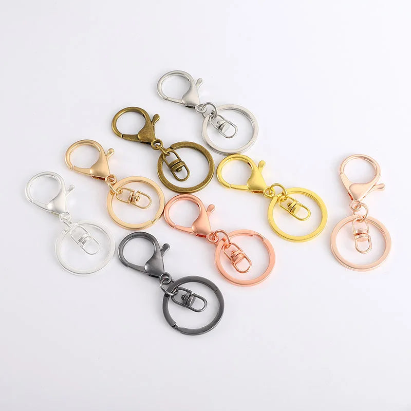 DIY Jewelry Accessories Stainless Steel Gold Lobster Clasp Electroplating Fashion Retro Three-piece Set Blank Keychain