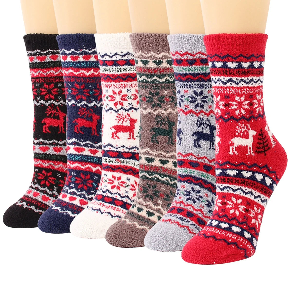 Wholesale Winter Nordic Soft Fluffy Socks Women Thick Warm Cozy Fuzzy Christmas Socks