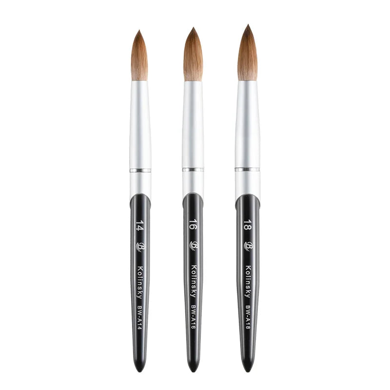 Professional Factory Wholesale Acrylic Art Nails Tools Pure Round Nail Kolinsky Hair Design Brushes for Personal Use