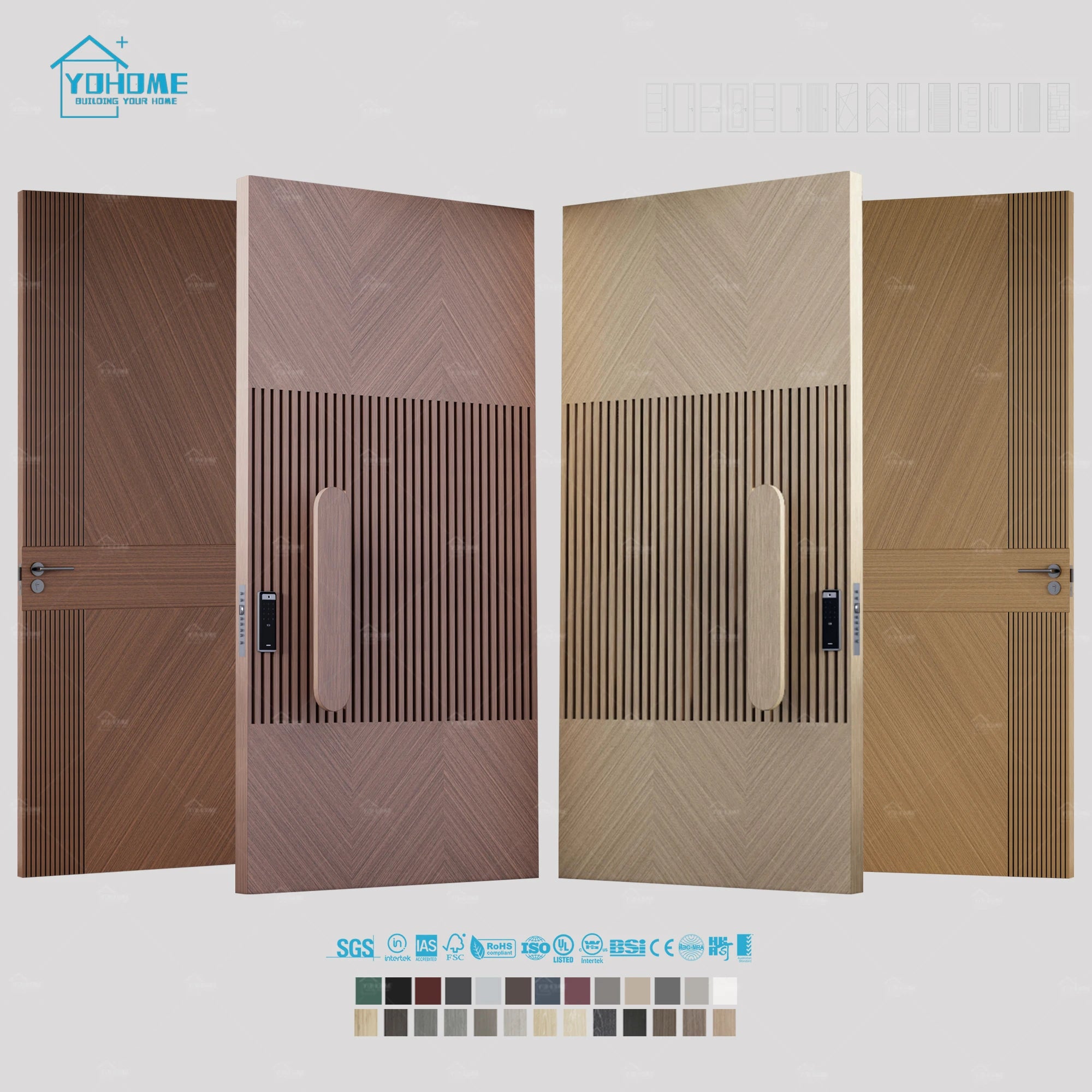 China Top Manufacturer Custom Composite Door Exterior Front Entry Doors for House Villa Wood Pivot Doors
