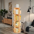 Solid Wood Corner Shelf Floor Mount Storage Shelves Bookcase 360 Rotating Living Room Multi-functional Bookshelf
