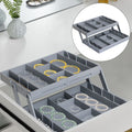 OWNSWING  2and3 Tier Drawer Organiser Foldable Collapsible Desk Organizer Drawer Trays Makeup Drawer Shallow Container