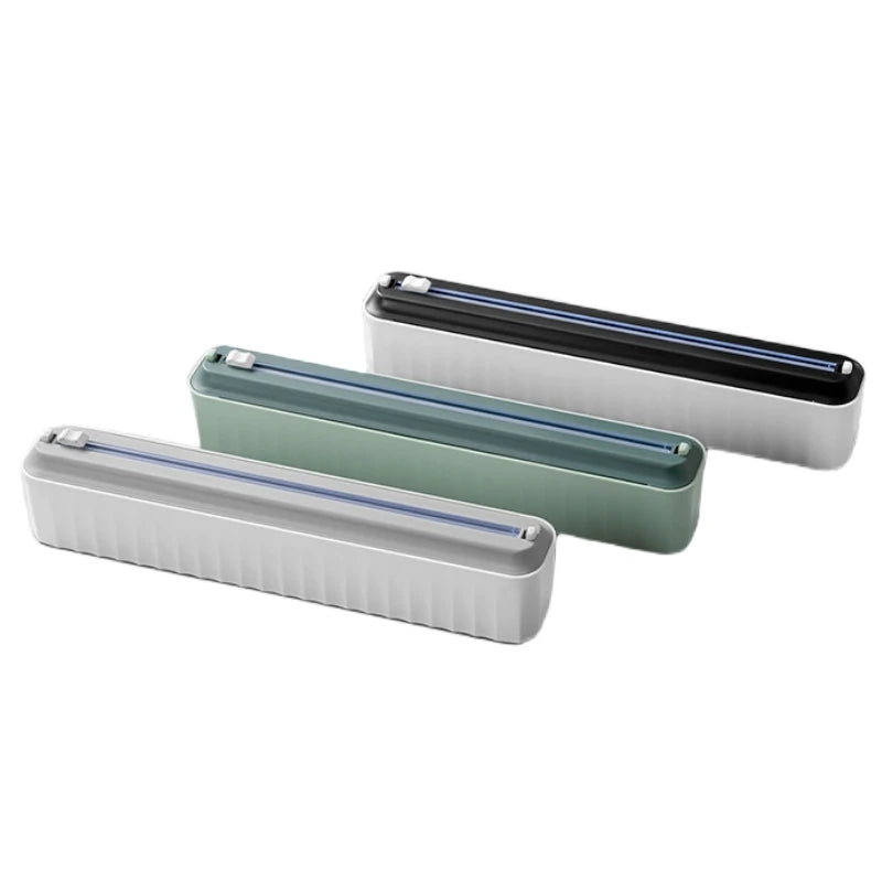 Magnetic Suction Wall Mount Reusable Cling Film Aluminum Foil Storage Box Plastic Wrap Dispenser With Slide Cutter for Food