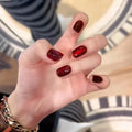 24 Pcs/Strip Square Cat Eye Press on Nail Tips Champagne Glittering ABS Artificial Nails Red False Nails for Finger