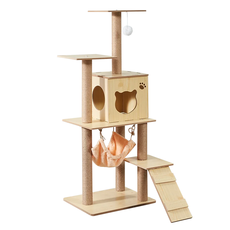 Factory Outlet Lowest Price Wholesale Customization Minimalist Modern Cat Tree Wooden Multifunctional Cat Climbing Frame
