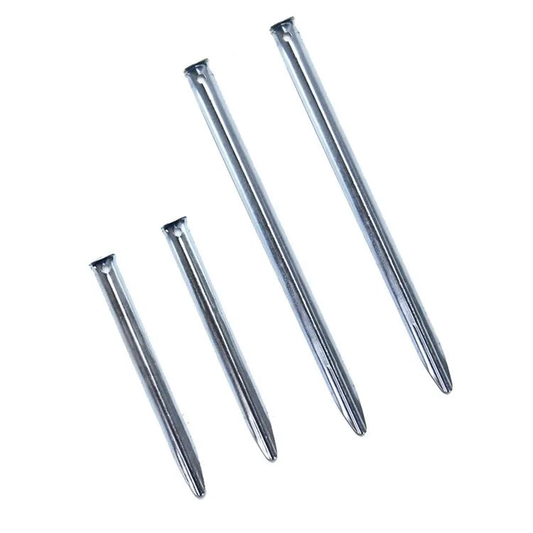 TP3071 19.5cm 33g White Zinc Plated U-Shaped Semicircle Iron Tent Peg Outdoor Camping Hiking 1mm Steel Thickness 33g Weighted
