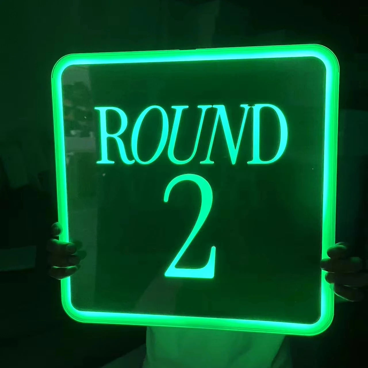 Round LED Neon Sign Green Neon Light for Party Bar Game Room Boxing Match Wall Decor USB Powered Acrylic Neon Sign