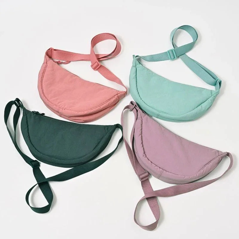 Solid Color Nylon Women's Travel Crossbody Bag Simple Female Hobos Shoulder Bags Casual Outdoor Phone Pouch Handbag Girls Purse