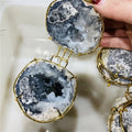 Natural Angel Aura Agate Geode Jewelry Box Crystal Healing Gift Stone Reiki Decoration