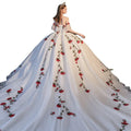 2023 Summer New Wedding Dress Temperament Strapless Trailing Wedding Dress Elegant Rose Wedding Dress
