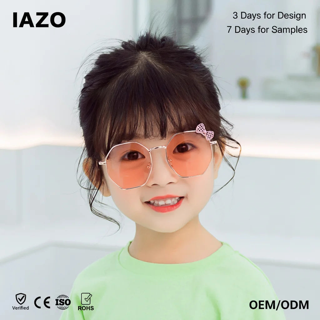 Hot Seller Fashion Boys and Girls Metal Sunglasses Polygonal Trend Children Sunglasses