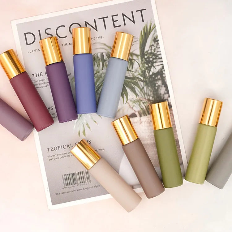 10ml Morandi Colors Matte Glass Essential Oil Roll on Roller Bottle