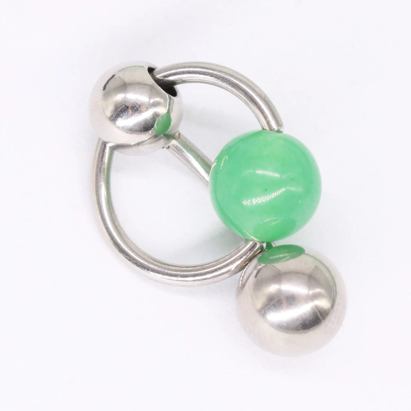 Gaby 316L Stainless Steel Genitals Body Piercing Jewelry  Chinese Jade Ball Hoop Ring  VCH Piercing Ring