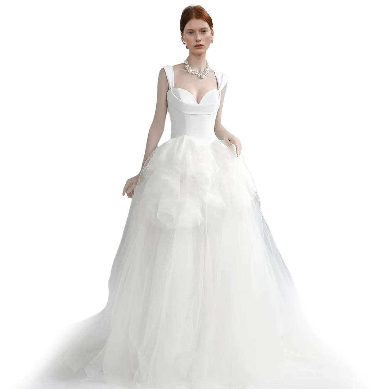 Luxury Royal White Satin Mermaid Ball Gown High Neck Crystal Appliques Elegant Lace Split Wedding Dress with Floral Decorations