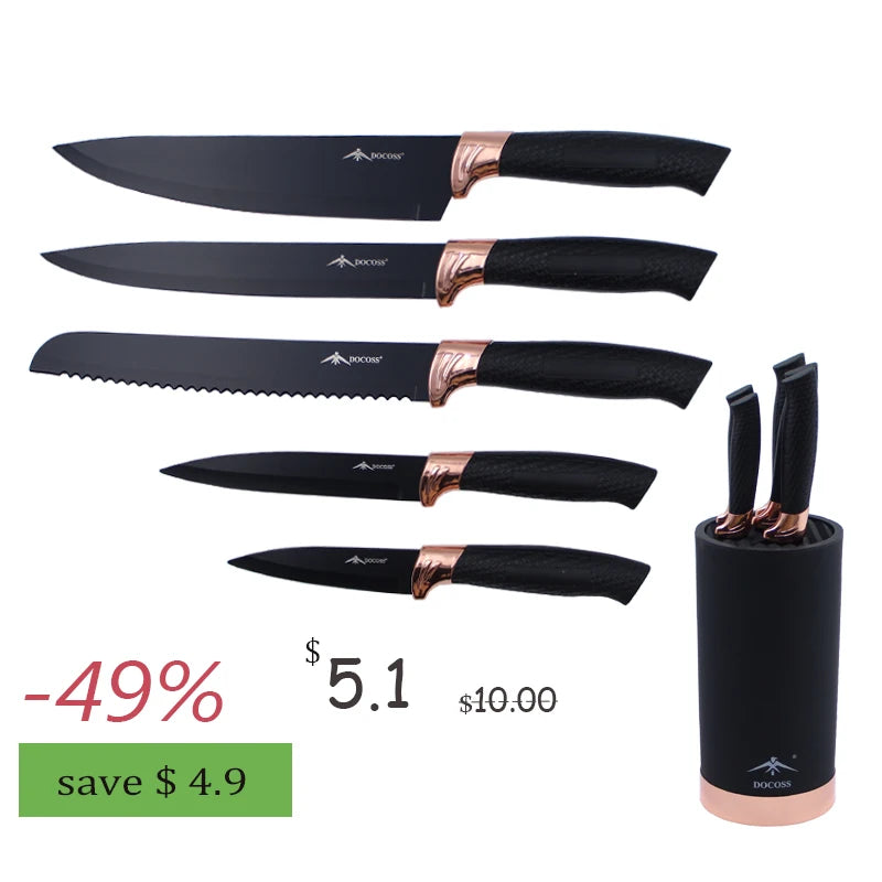 Wholesale Promotional House Warming Gifts Kitchen Knives Block Set Professional Stainless Steel Knife Set with Round Block