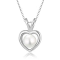 QX CUSTOM OEM Fine Jewelry Dainty 925 Silver Round Pearl Heart Pendant Fashion Necklaces for Women