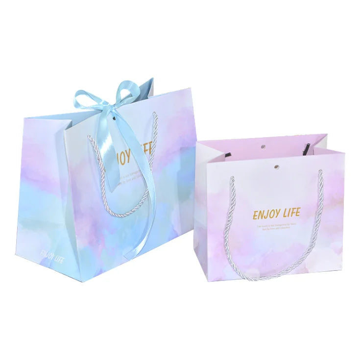 2025 Ins Popular Gift Bag Customized logo Handbag Shoes Shopping Bag Ribbon Bow Luxurious Gift Paper Bags