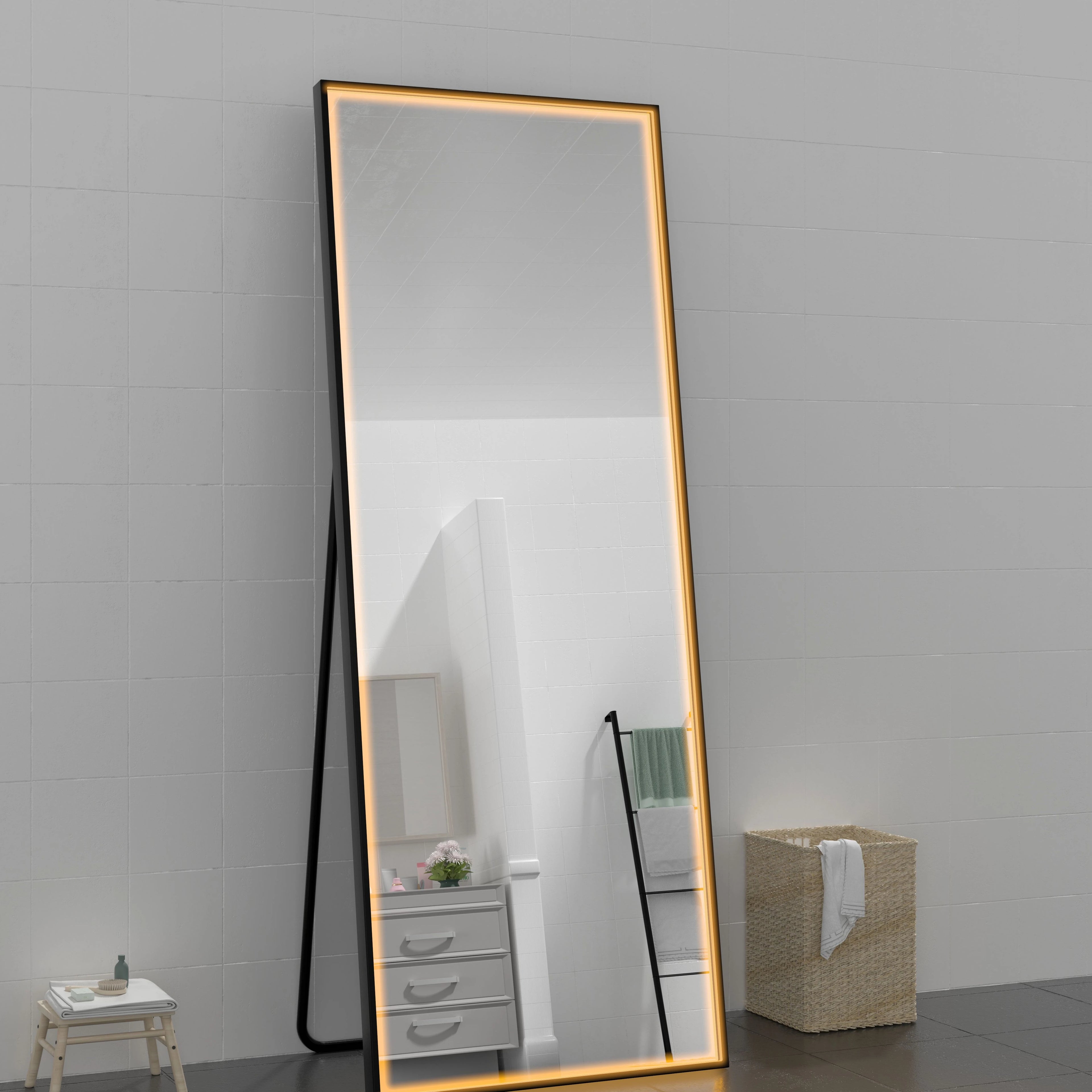 Smart Rectangle Body Length Mirror Dressing Standing Big Mirror Dressing Salon Full Length Mirror Led
