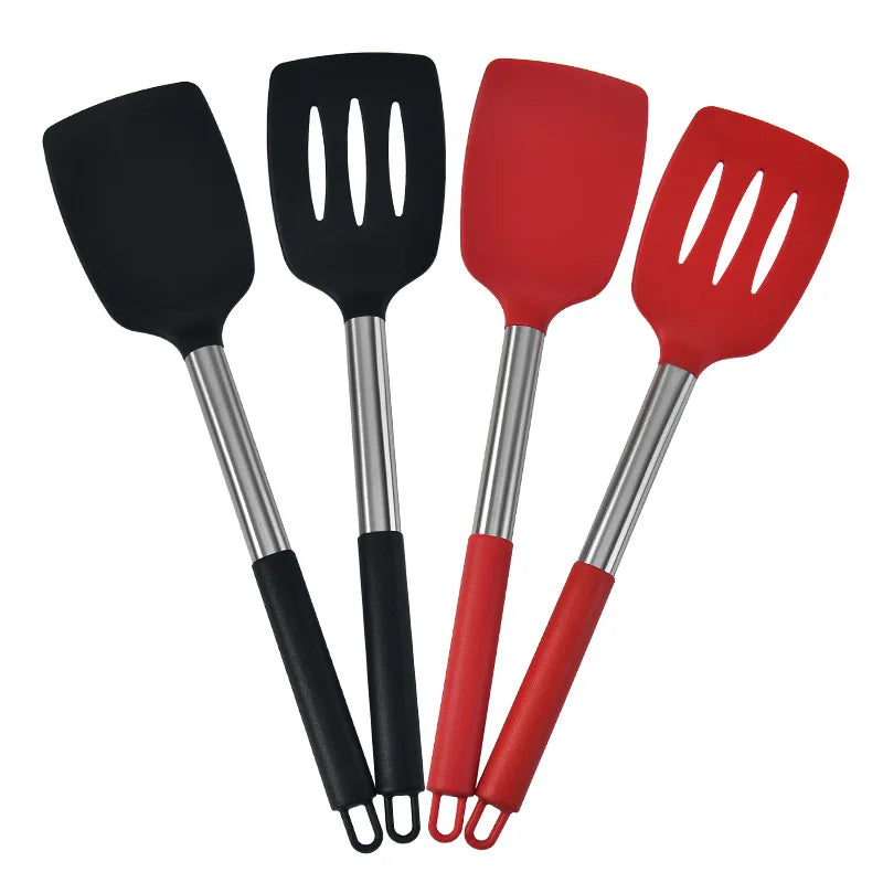 BPA Free Non-Stick Silicone Kitchen Cooking Utensils Set Slotted Solid Turner-2 Piece Set