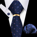 Men's 4-Piece Business Wedding Suit Accessory Set Striped Polyester Tie Floral Handkerchief Cufflinks Stylish Ring