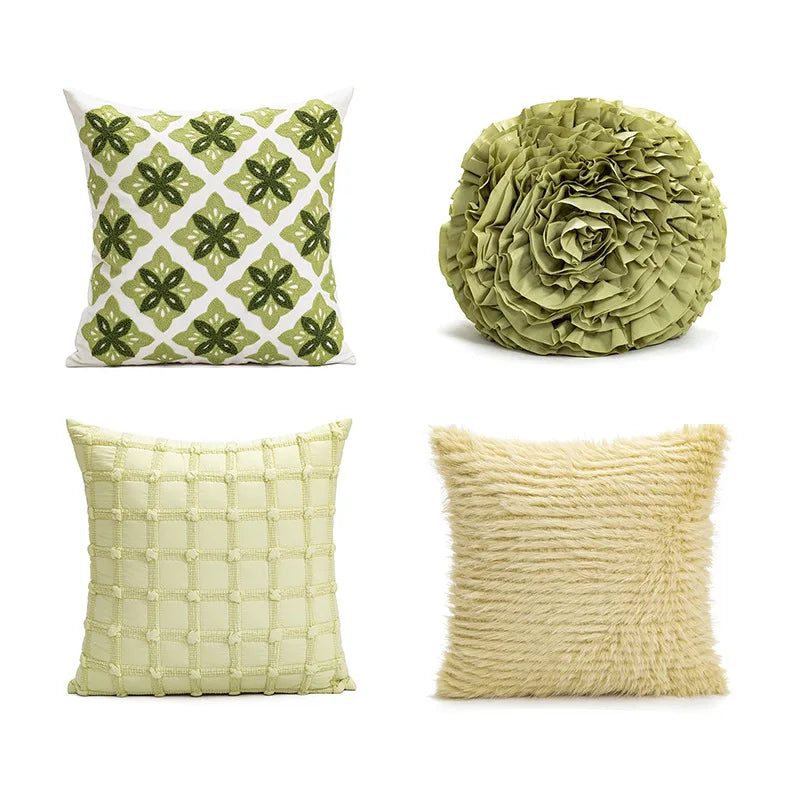 Wholesale Modern Simple Nordic Green Pillow Cover Series Light Luxury Living Room Soft Sofa Cushion Sample Room Pillowcase