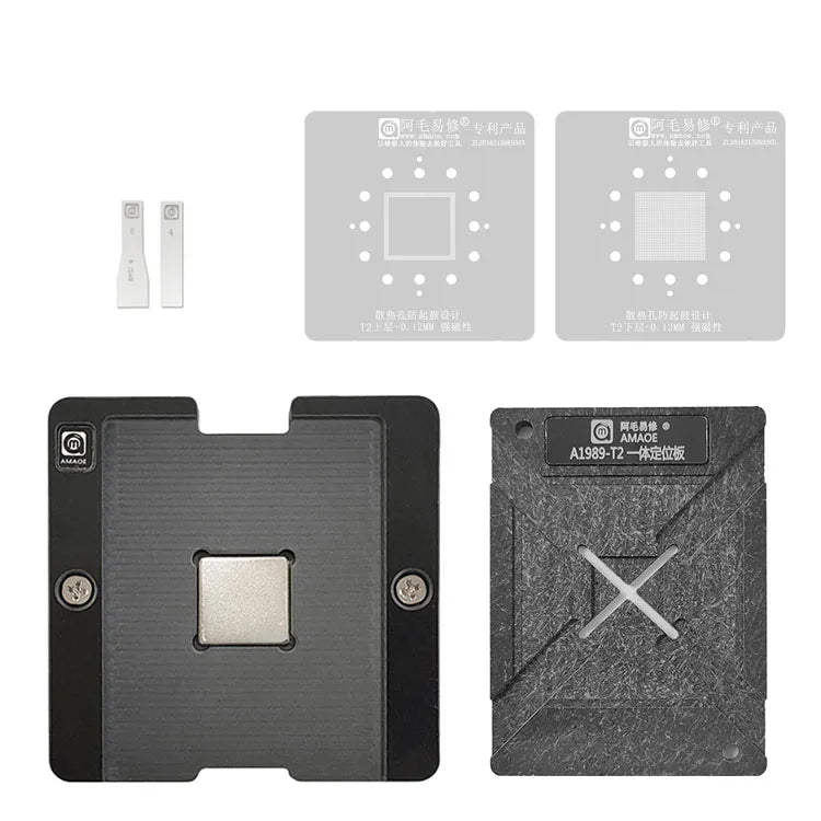 Amaoe BGA Reballing Stencil Platform Kit for Mac Notebook A2159-T2 P01CK8L08 Chip Steel Mesh Tin Planting Repair Tool
