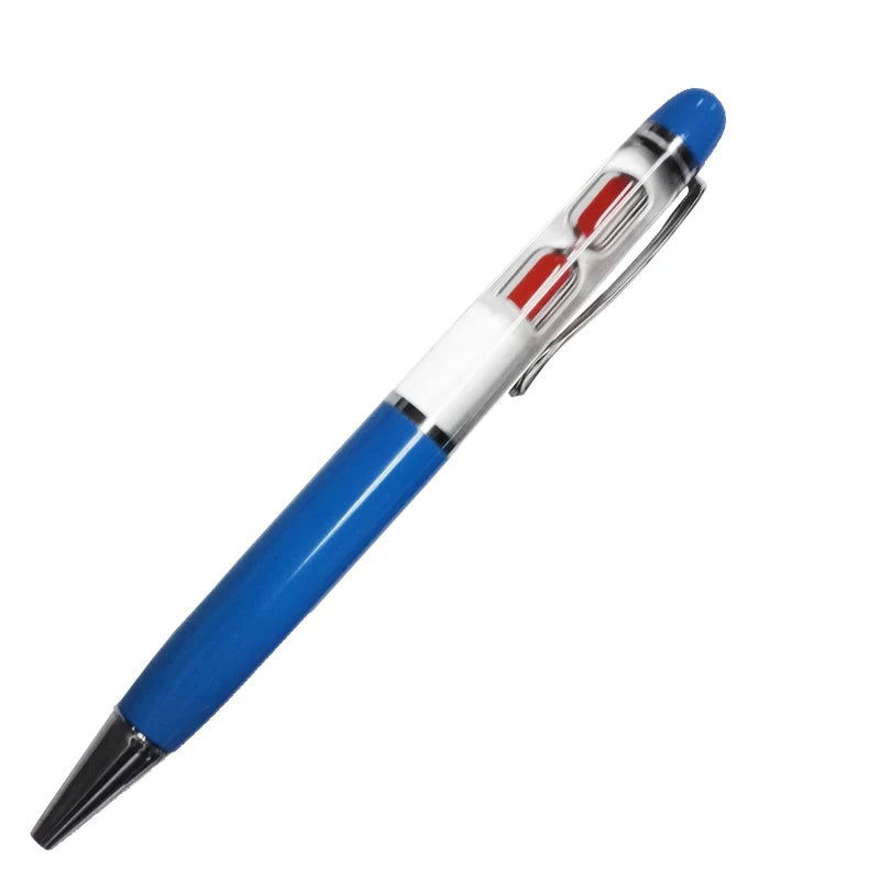 Wholesale Customized European American Standards Sandy Clock Pen Hourglass Floating Pens Sandglass Floater Metal Gift 1.0mm