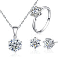 Hot Sale Minimalist Design Copper Plated Platinum Zircon Necklace Earrings Ring Wedding Engagement Bridal Jewelry Set