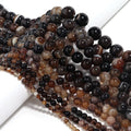Natural Stripe Agate Loose Beads Brown Line Agate Beads Strands for DIY Handmade Semi-finished Jewelry Necklace Bracelet Making